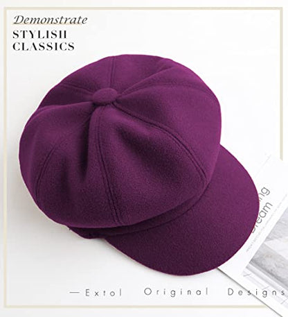 Sumolux Women Beret Newsboy Hat French Cap Classic Winter - color: Purple
