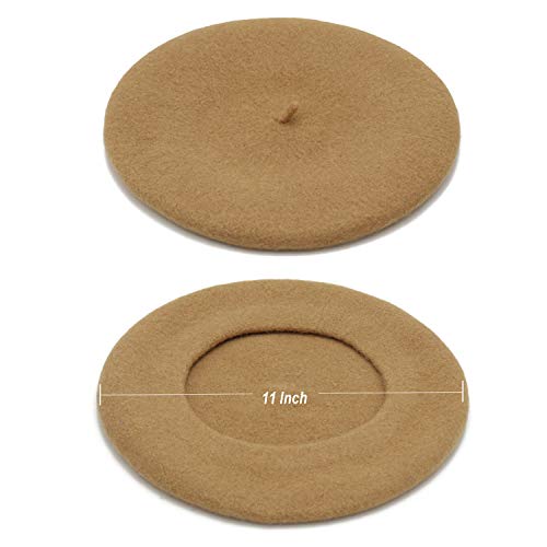 Wheebo Wool Beret Hat,Solid Color French Style Winter Warm Cap for Women Girls Lady - color: Camel
