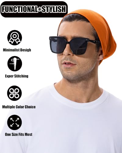 100% T-Shirt Cotton Slouchy Beanie Women Men,Lightweight Chemo Hat - color: Brown(2-layer)