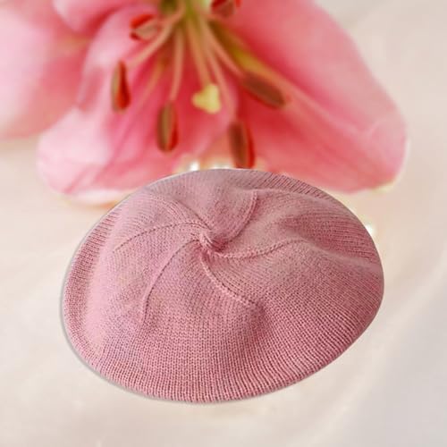 Infant Baby Boys Girls Beret & Beanie Hat - Toddler Kids Knitted French Artist Skull Hat - Fall Winter - color: A-pink