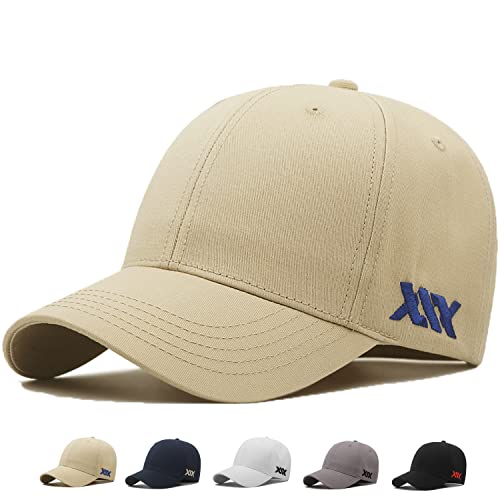 XXL Baseball Cap for Big Heads 23.6"-26.8" Adjustable Cotton Dad Hat - color: Khaki