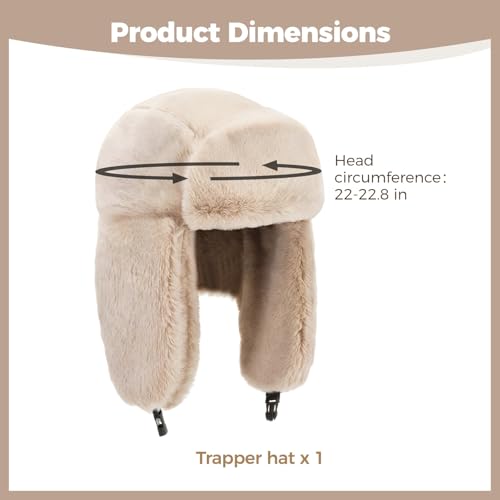 Cozy Plush Winter Hats Men Women Trapper Trooper Hat with Earflaps Windproof Russian Ushanka Hats Outdoor Skiing Cap - color: Beige