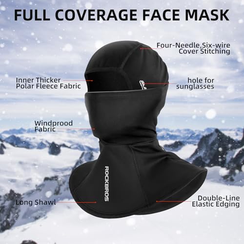 ROCKBROS Ski Mask Balaclava Cold Weather Scarf Thermal Winter Neck - color: Black 2