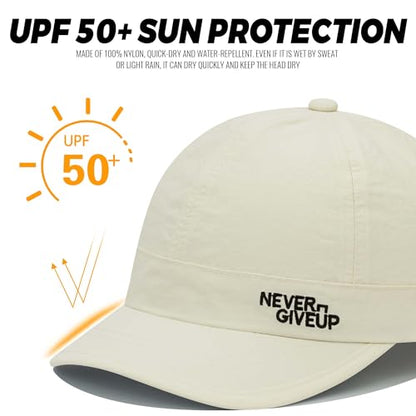 Clakllie Quick Dry Short Brim Cap for Men Lightweight 6 Panel Baseball Cap Golf Dad Hats Women's Running Trucker Hat - color: Cdus-bssq2505-cream