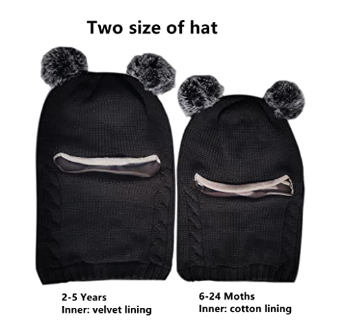 Baby Winter Hat Scarf Set, Unisex Infant Toddler Kids Hat Scarf - color: Black, size: 2-5T
