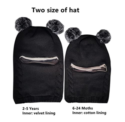 Baby Winter Hat Scarf Set, Unisex Infant Toddler Kids Hat Scarf - color: Black, size: 2-5T