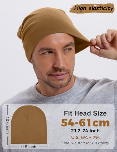 100% Cotton Thin Beanie Hat Women Men Soft Slouchy Chemo Skull Cap - color: 1pc Camel