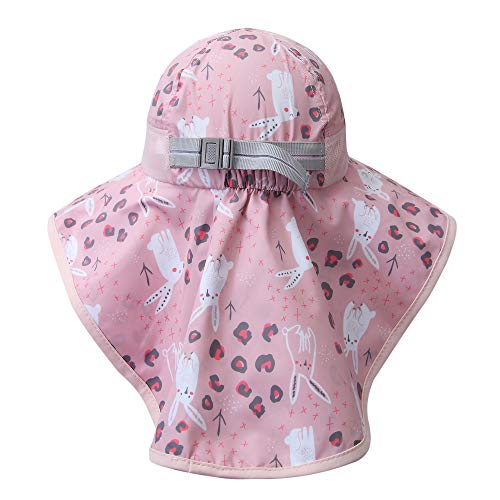 icolor Kids Sun Hat UPF50+ Sun Protection Bucket Hat Toddler Summer Beach Play Hats with Neck Flap for Girl Boy Ages 3~10 - color: Cute Rabbit