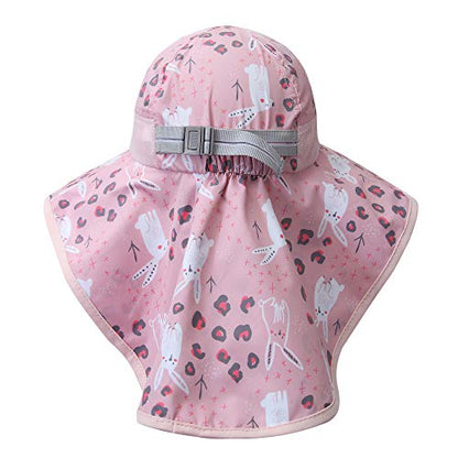 icolor Kids Sun Hat UPF50+ Sun Protection Bucket Hat Toddler Summer Beach Play Hats with Neck Flap for Girl Boy Ages 3~10 - color: Cute Rabbit