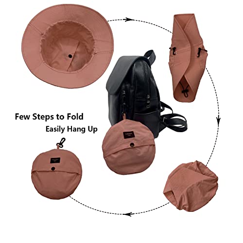 woogwin Waterproof Bucket Rain Hat with Chin Strap Quick Dry Packable Boonie Sun Hat Safari Hat UV Protection - color: Red