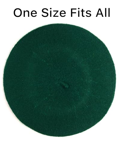 Parquet Solid Color French Beret Hat. Classic French, Casual and Chic Lightweight Cap for Women - color: Hunter Green