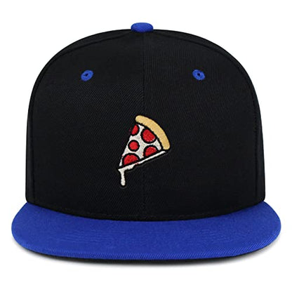 JPAK Pizza Hip-Hop Snapback Hat Embroidered Baseball Cap Foodie - color: 16. Black/Blue