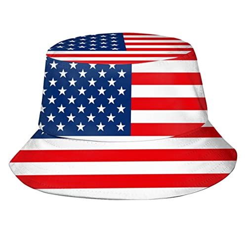 Cute Funny Flag Bucket Hat Packable Fashion Sun Cap Outdoor Flag Fisherman Hat for Women Men Boys Girls - color: American Flag Usa Flag
