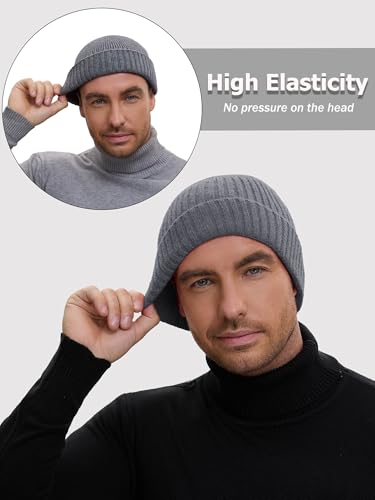 Wool Short Fisherman Beanie for Men Women Double Cuffed Skull Caps - color: 1pcs-light Gray