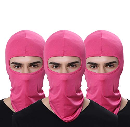 Pack of 3 Ski Mask Bandana Face Hat for Outdoor Airsoft Motorcycle Hood Helmet Balaclavas Headwear - color: Rose