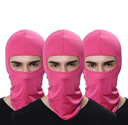 Pack of 3 Ski Mask Bandana Face Hat for Outdoor Airsoft Motorcycle Hood Helmet Balaclavas Headwear - color: Rose