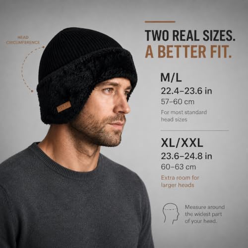 TOP-EX Waterproof Ear Flap Beanie, Big Head Fit, Polartec Fleece, Merino - color: Grey, size: Medium-Large