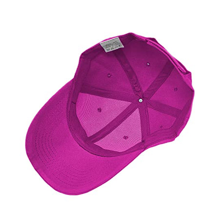 Glory Max Plain Baseball Cap Hook & Loop Strap Adjustable Solid Blank Curved Visor Hat - color: Hot Pink