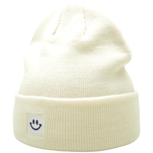 55cube Unisex Winter Beanie Hats Warm Thick Knit Cuffed Skullcaps - color: Cloud Dancer