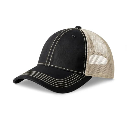 CHOK.LIDS Washed Trucker Hat Unstructured Distressed Pigment Dyed Cap - color: (Black)