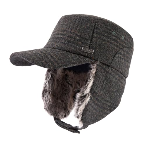 TOP-EX Oversized XL/XXL Unisex Winter Trapper Military Hat Faux Fur Earflaps Quilted Lined Baseball Cap - color: Armygreen(twill), size: XX-Large
