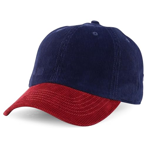 Trendy Apparel Shop Cotton Corduroy Unstructured Baseball Cap Dad Hat - color: Navy Burgundy