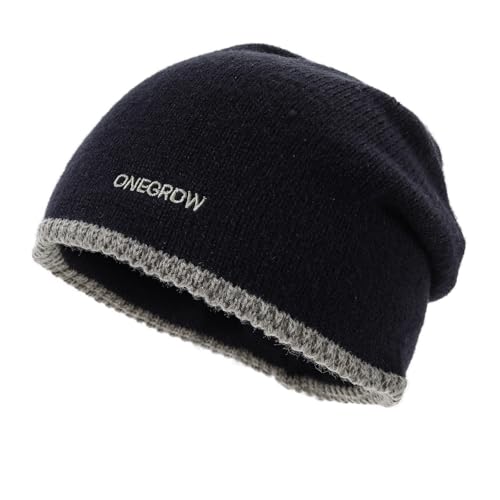 Slouchy Knit Beanies Winter Hats for Women Men Soft Warm Slouch Cuffed Skullcap Knitted Beanie Cap Stocking Hats - color: Mg-zzm25106-blue