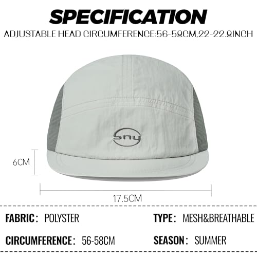 Croogo Mesh 5 Panel Hat Quick Drying Running Baseball Cap for Outdoor - color: Lightgrey