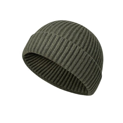 Fisherman Beanie for Men Knit Trawler Beanie Short Cuffed Watch Cap for Men Women - color: Green