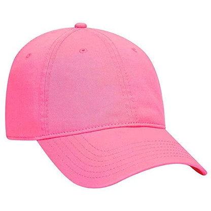 Ashen Fane 6 Panel Low Profile Garment Washed Superior Cotton Twill Dad Hat with Buckle - color: Neon Pink