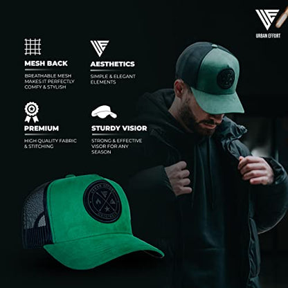 Urban Effort Trucker Hat for Men & Women, Mesh Back Baseball Cap, 5 Panel - color: Green, style: Mesh Back