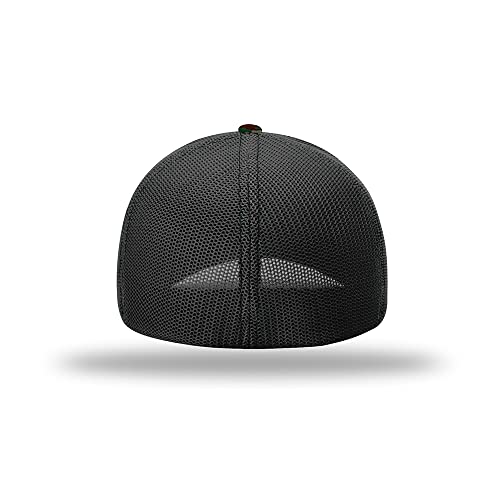 Richardson 110 Trucker R-Flex Baseball Cap| Fitted Mesh Back Hat - color: Green Camo/Black, size: Small-Medium