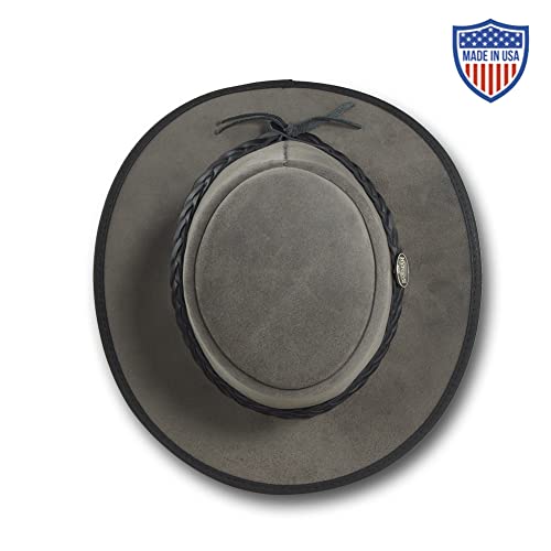 Barmah Hats Foldaway Cattle Suede Leather Hat - Item 1061 - color: Grey, size: Medium