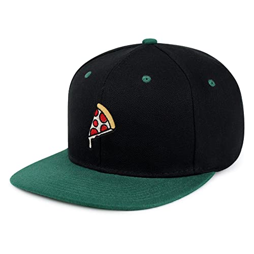 JPAK Pizza Hip-Hop Snapback Hat Embroidered Baseball Cap Foodie - color: 17. Black/Green