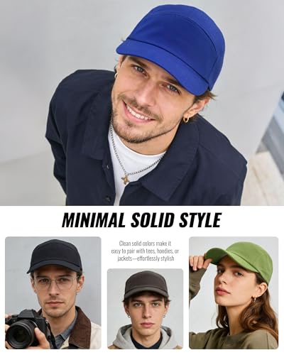 CLAPE Short Brim 5 Panel Hat, Low Profile Breathable Cotton Cap - color: Bs25dy07-lightgreen