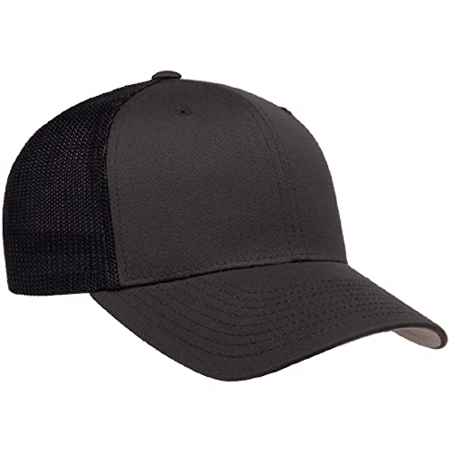 Flexfit 6511 핏 미드 프로파일 스트레치 메시 패널 트러커 캡 - color: 차콜/네이비, size: 라지-XL