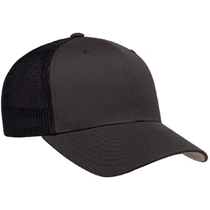 Flexfit 6511 핏 미드 프로파일 스트레치 메시 패널 트러커 캡 - color: 차콜/네이비, size: 단일 사이즈