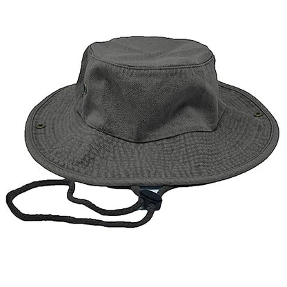 Glory Max Washed Cotton Bucket Hat with Chin Strap Fishing Sun Safari Boonie Cap - color: Denim Black, size: Small-Medium