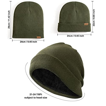 Beanie for Men Winter Thermal Cuffed Knit Hat Warm Gifts Womens Beanies - color: Green Olive