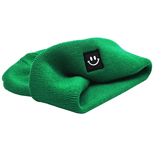 55cube Unisex Winter Beanie Hats Warm Thick Knit Cuffed Skullcaps - color: Solid Kelly Green
