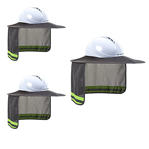 Hard Hat Sun Shade, High Vis Sun Visor Shade, Full Brim, Grey, 3PCS - color: 3 Packs Grey