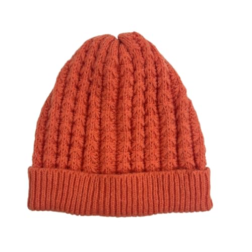 Humble Hilo Knit Hats Beanies for Women Winter Pom Beanie Men or Women Beanies Cable Knit Beanie - color: Red Orange