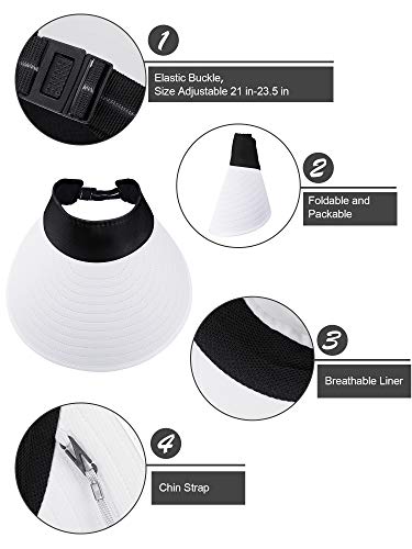 Syhood 2 Pieces Women Sun Visor Wide Brim Adjustable Golf - color: Color Set 3