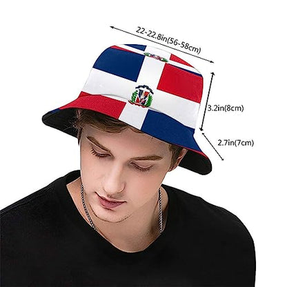 Cute Funny Flag Bucket Hat Packable Fashion Sun Cap Outdoor Flag Fisherman Hat for Women Men Boys Girls - color: Dominican Flag/S010