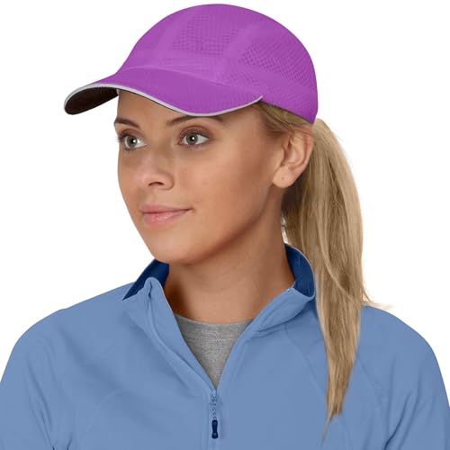TrailHeads Women's Race Day Running Hat, Sports Cap with Reflective Trim - color: Radiant Purple