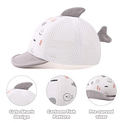 JANGANNSA Baby Duck Cap Infant Kids Sun Hat Bear Cute Cartoon Caps Spring Summer - color: Mesh Gray Shark, size: 3-18 Months