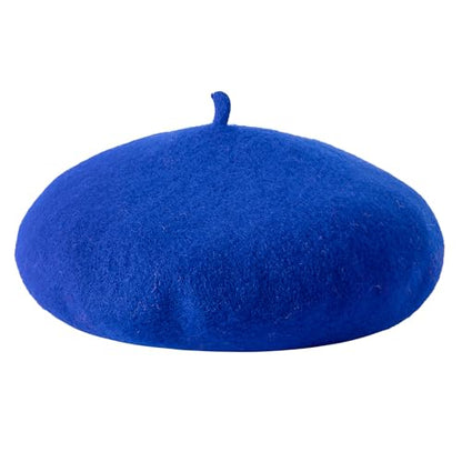 Lanzom Wool Blend Women Beret Hat French Beret Cap Winter Fashion Solid Color Hat for Women Girls Lady - color: Royal Blue