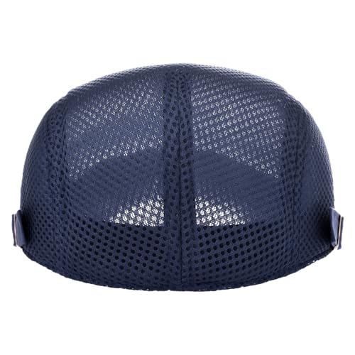 VOBOOM Men Mesh Newsboy Flat Cap Ivy Cabbie Newsboy Cap - color: Navy