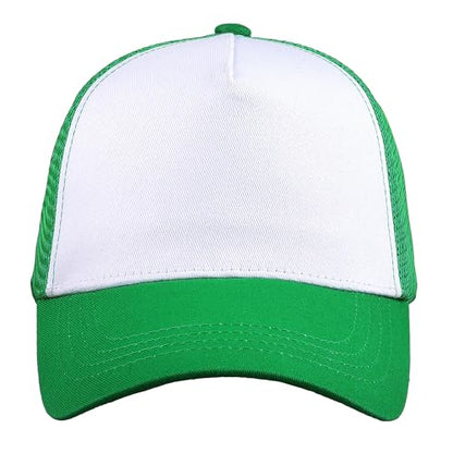 Falari 5-Panel Mesh Baseball Cap, Trucker Hat, Structured Plain Design, Cotton, Adjustable Size - color: 1pk Kelly Green