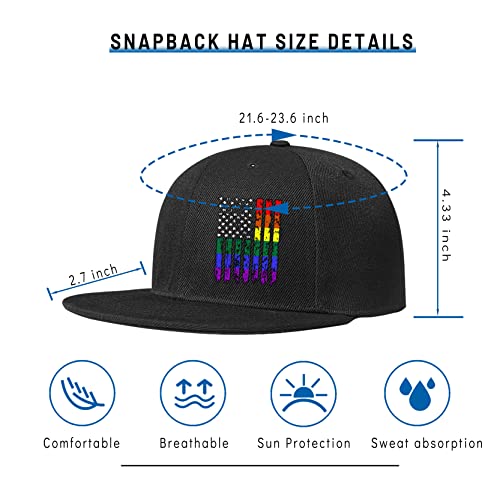 Horror Skull Hat Snapback Hat for Men Women Black Adjustable Classic Adult Baseball Cap Flat Bill Hip Hop Cap - color: Gay Flag